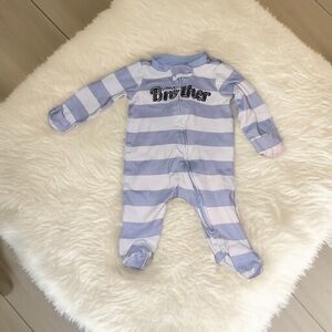 Newborn Striped Blue and White Kids One Piece